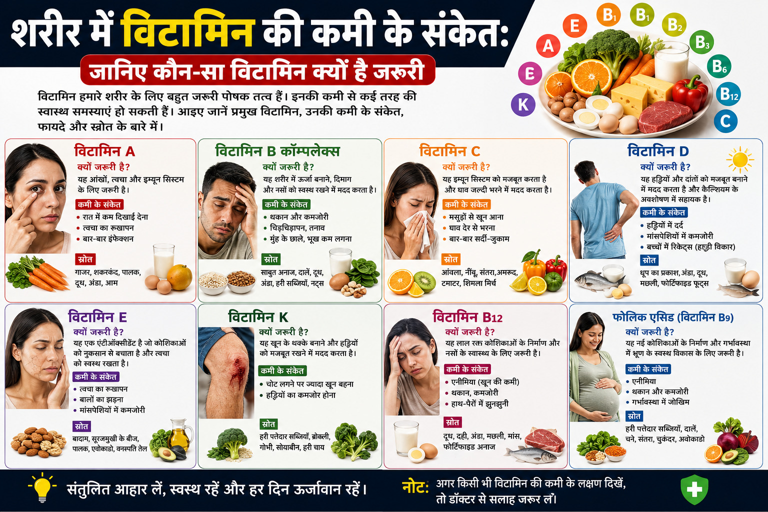 विटामिन की कमी के लक्षण