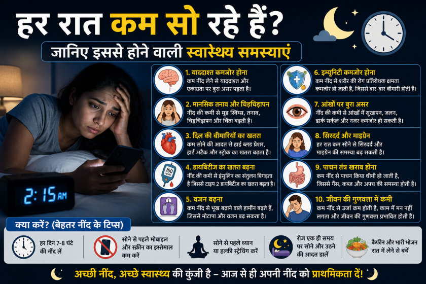 कम नींद लेने के नुकसान